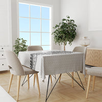 Hawaiian Traditional Tattoos Tablecloth Kakau Tribal Tropical Plant Motif White Color