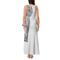 Hawaiian Traditional Tattoos Tank Maxi Dress Kakau Tribal Tropical Plant Motif White Color LT03 - Polynesian Pride