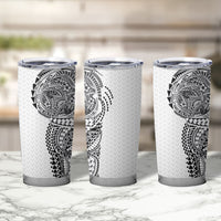 Hawaiian Traditional Tattoos Tumbler Cup Kakau Tribal Tropical Plant Motif White Color