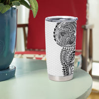 Hawaiian Traditional Tattoos Tumbler Cup Kakau Tribal Tropical Plant Motif White Color
