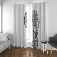 Hawaiian Traditional Tattoos Window Curtain Kakau Tribal Tropical Plant Motif White Color