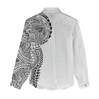 Hawaiian Traditional Tattoos Women Casual Shirt Kakau Tribal Tropical Plant Motif White Color