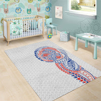 Hawaiian Traditional Tattoos Area Rug Kakau Tribal Tropical Plant Motif Hawaii Flag Color Inspired