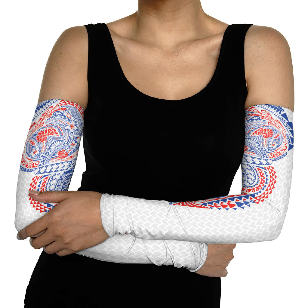 Hawaiian Traditional Tattoos Arm Sleeves Kakau Tribal Tropical Plant Motif Hawaii Flag Color Inspired
