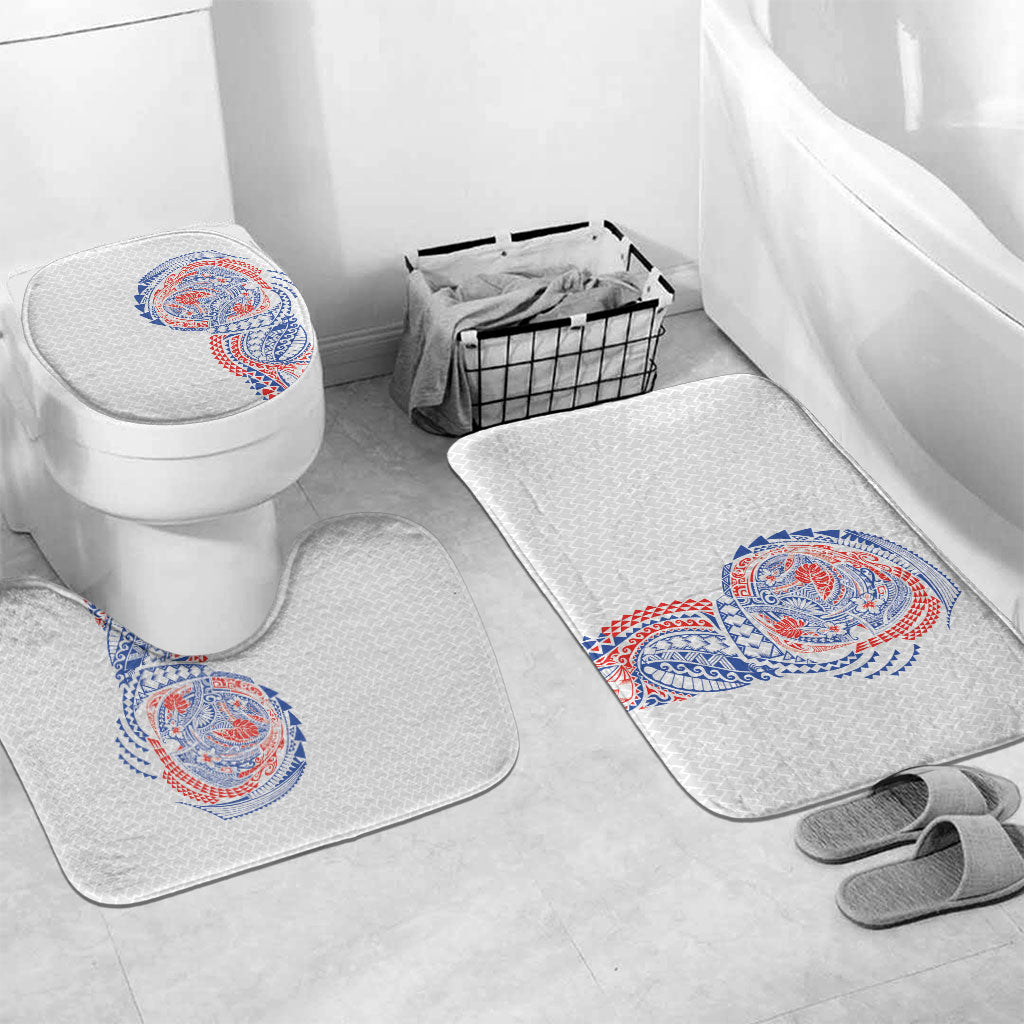 Hawaiian Traditional Tattoos Bathroom Set Kakau Tribal Tropical Plant Motif Hawaii Flag Color Inspired