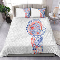 Hawaiian Traditional Tattoos Bedding Set Kakau Tribal Tropical Plant Motif Hawaii Flag Color Inspired