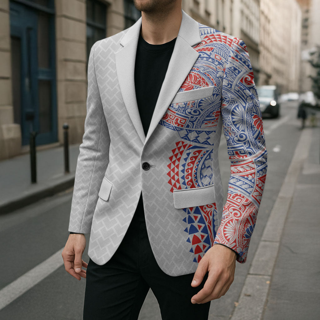 Hawaiian Traditional Tattoos Blazer Kakau Tribal Tropical Plant Motif Hawaii Flag Color Inspired