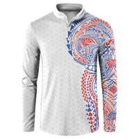 Hawaiian Traditional Tattoos Button Sweatshirt Kakau Tribal Tropical Plant Motif Hawaii Flag Color Inspired