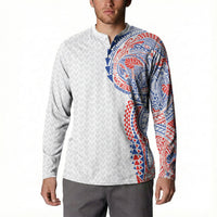 Hawaiian Traditional Tattoos Button Sweatshirt Kakau Tribal Tropical Plant Motif Hawaii Flag Color Inspired
