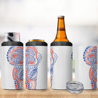 Hawaiian Traditional Tattoos 4 in 1 Can Cooler Tumbler Kakau Tribal Tropical Plant Motif Hawaii Flag Color Inspired