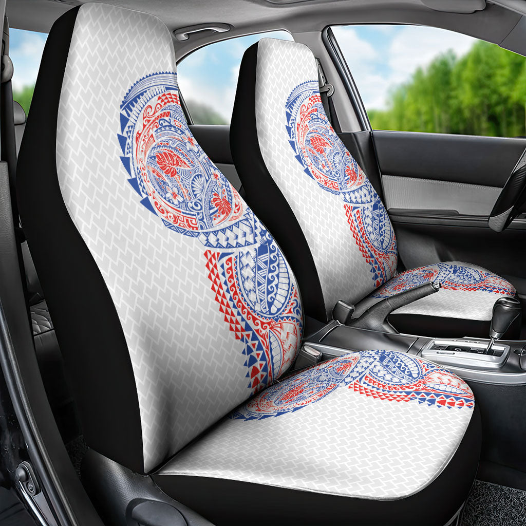 Hawaiian Traditional Tattoos Car Seat Cover Kakau Tribal Tropical Plant Motif Hawaii Flag Color Inspired