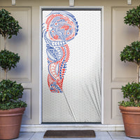 Hawaiian Traditional Tattoos Door Cover Kakau Tribal Tropical Plant Motif Hawaii Flag Color Inspired