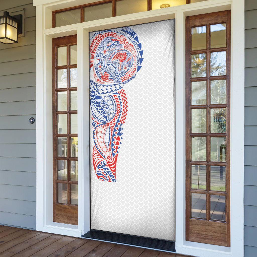 Hawaiian Traditional Tattoos Door Cover Kakau Tribal Tropical Plant Motif Hawaii Flag Color Inspired