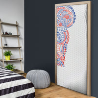 Hawaiian Traditional Tattoos Door Cover Kakau Tribal Tropical Plant Motif Hawaii Flag Color Inspired