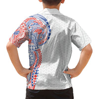 Hawaiian Traditional Tattoos Family Matching Off Shoulder Maxi Dress and Hawaiian Shirt Kakau Tribal Tropical Plant Motif Hawaii Flag Color Inspired LT03 - Polynesian Pride