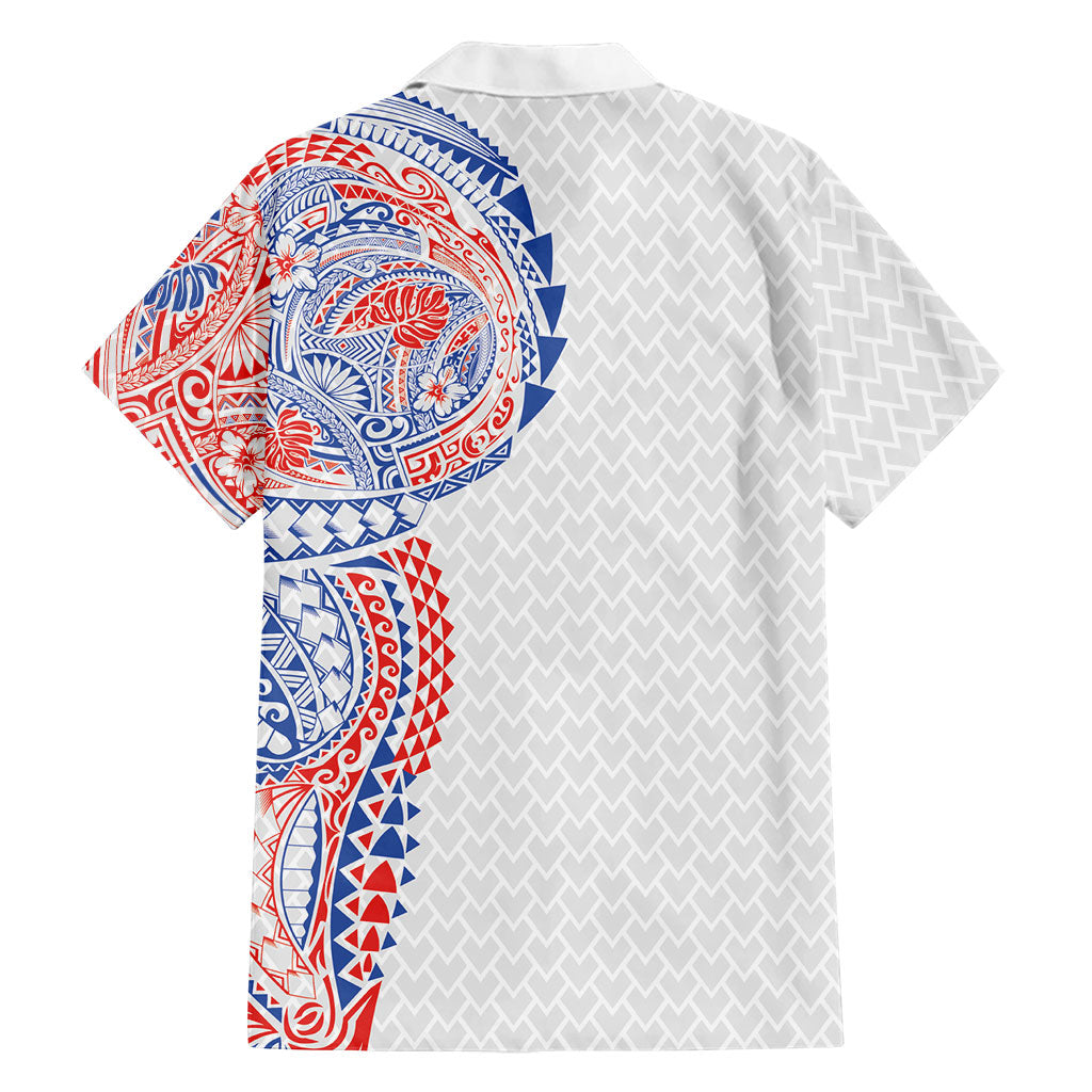 Hawaiian Traditional Tattoos Family Matching Off Shoulder Maxi Dress and Hawaiian Shirt Kakau Tribal Tropical Plant Motif Hawaii Flag Color Inspired LT03 - Polynesian Pride