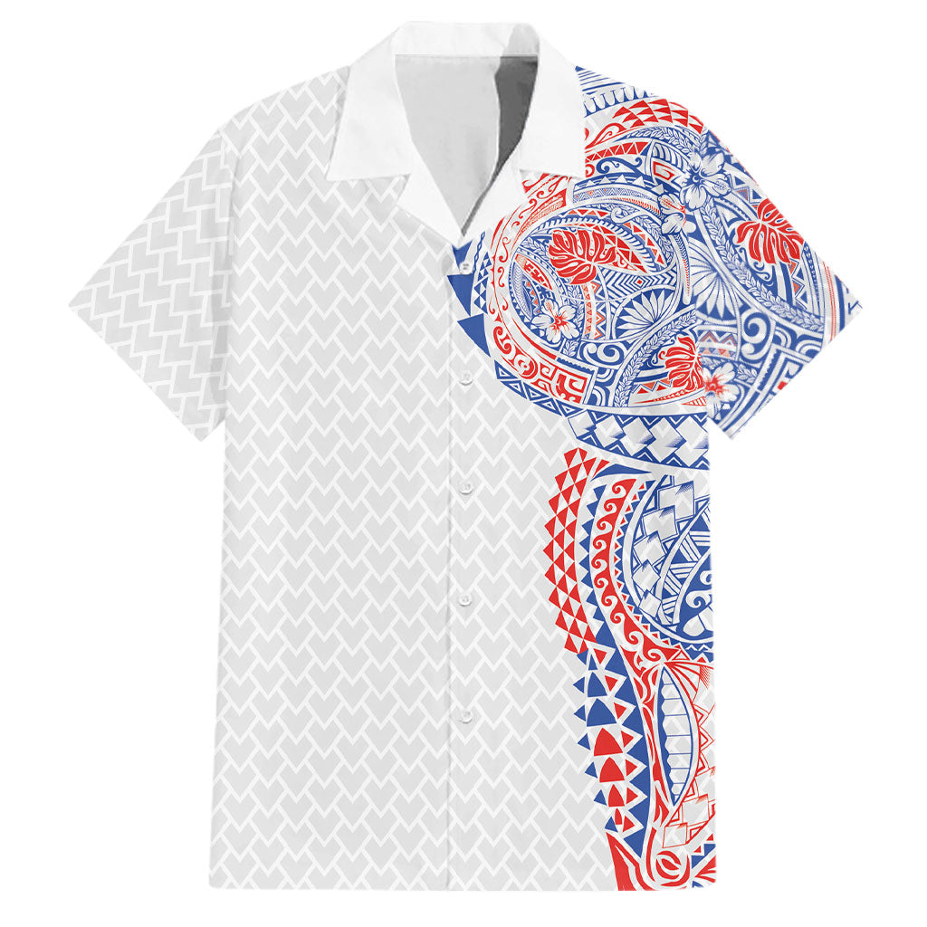 Hawaiian Traditional Tattoos Family Matching Short Sleeve Bodycon Dress and Hawaiian Shirt Kakau Tribal Tropical Plant Motif Hawaii Flag Color Inspired LT03 Dad's Shirt - Short Sleeve Multicolor - Polynesian Pride