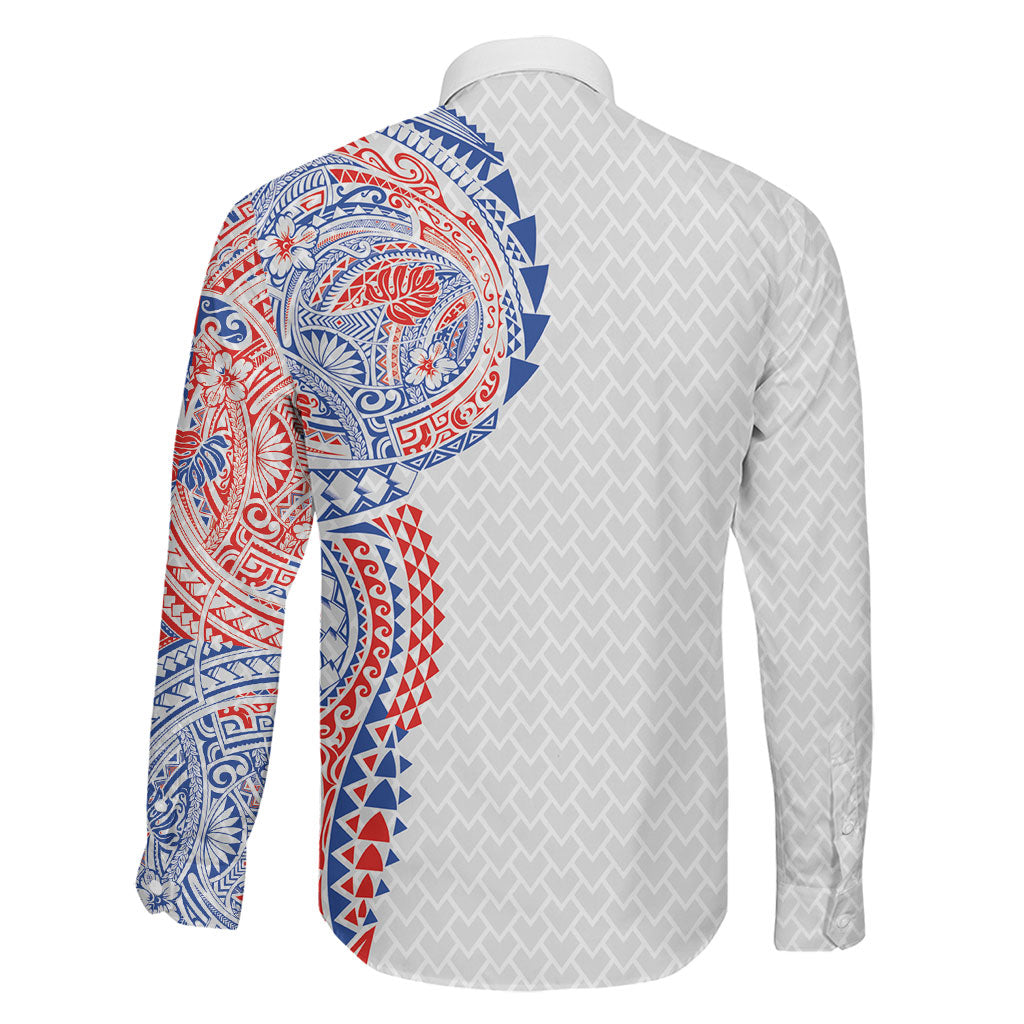 Hawaiian Traditional Tattoos Family Matching Short Sleeve Bodycon Dress and Hawaiian Shirt Kakau Tribal Tropical Plant Motif Hawaii Flag Color Inspired LT03 - Polynesian Pride
