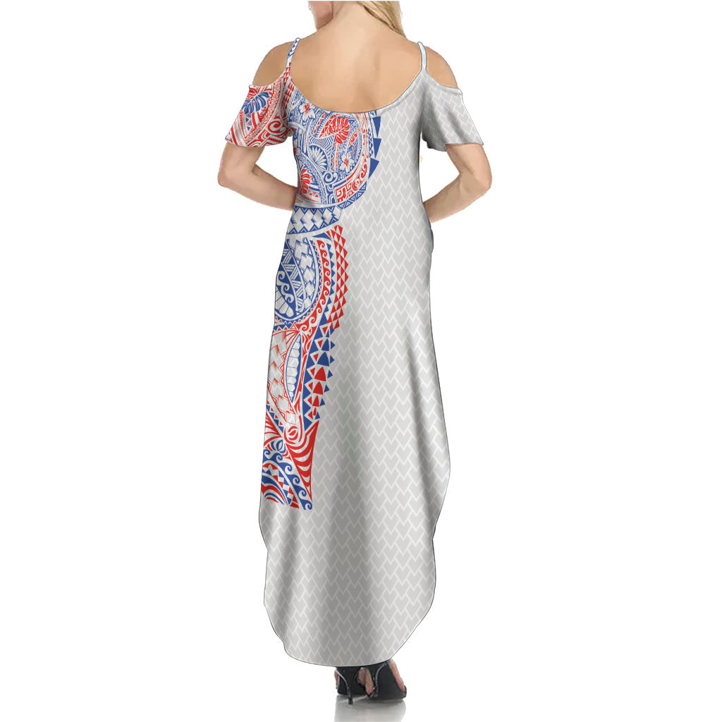 Hawaiian Traditional Tattoos Family Matching Summer Maxi Dress and Hawaiian Shirt Kakau Tribal Tropical Plant Motif Hawaii Flag Color Inspired LT03 - Polynesian Pride