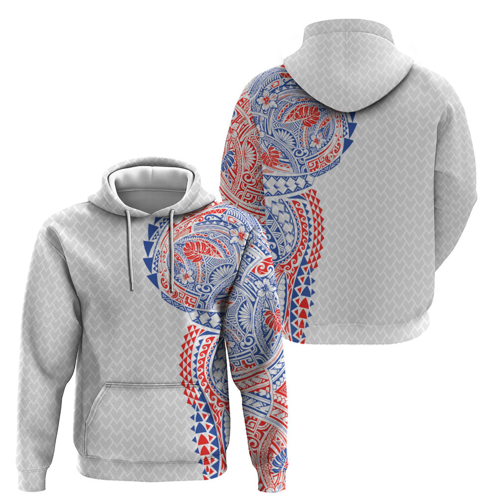 Hawaiian Traditional Tattoos Hoodie Kakau Tribal Tropical Plant Motif Hawaii Flag Color Inspired