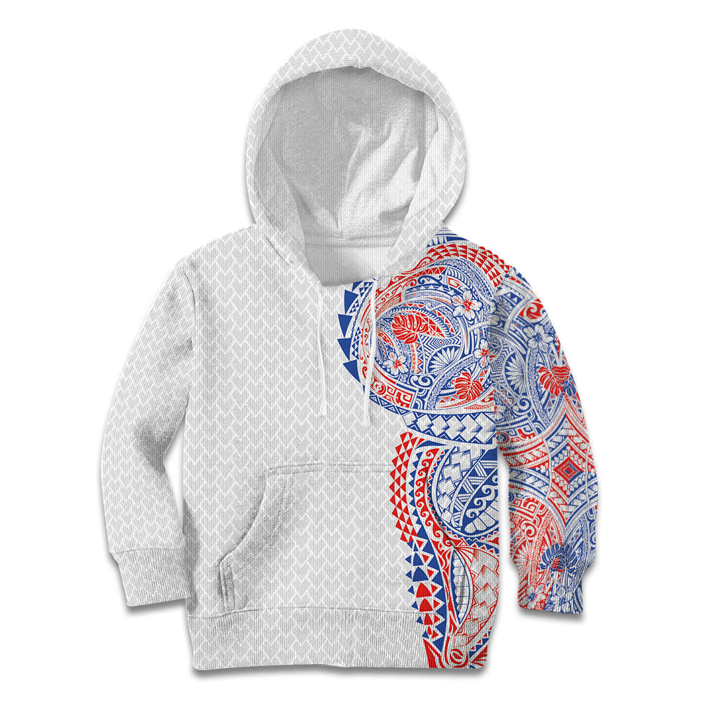 Hawaiian Traditional Tattoos Kid Hoodie Kakau Tribal Tropical Plant Motif Hawaii Flag Color Inspired