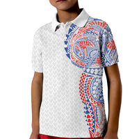 Hawaiian Traditional Tattoos Kid Polo Shirt Kakau Tribal Tropical Plant Motif Hawaii Flag Color Inspired