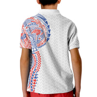 Hawaiian Traditional Tattoos Kid Polo Shirt Kakau Tribal Tropical Plant Motif Hawaii Flag Color Inspired