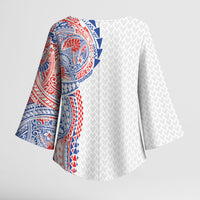 Hawaiian Traditional Tattoos Kimono Sleeve Blouse Kakau Tribal Tropical Plant Motif Hawaii Flag Color Inspired