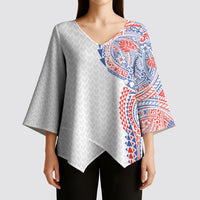 Hawaiian Traditional Tattoos Kimono Sleeve Blouse Kakau Tribal Tropical Plant Motif Hawaii Flag Color Inspired