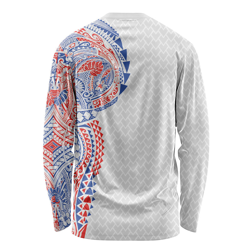 Hawaiian Traditional Tattoos Long Sleeve Shirt Kakau Tribal Tropical Plant Motif Hawaii Flag Color Inspired