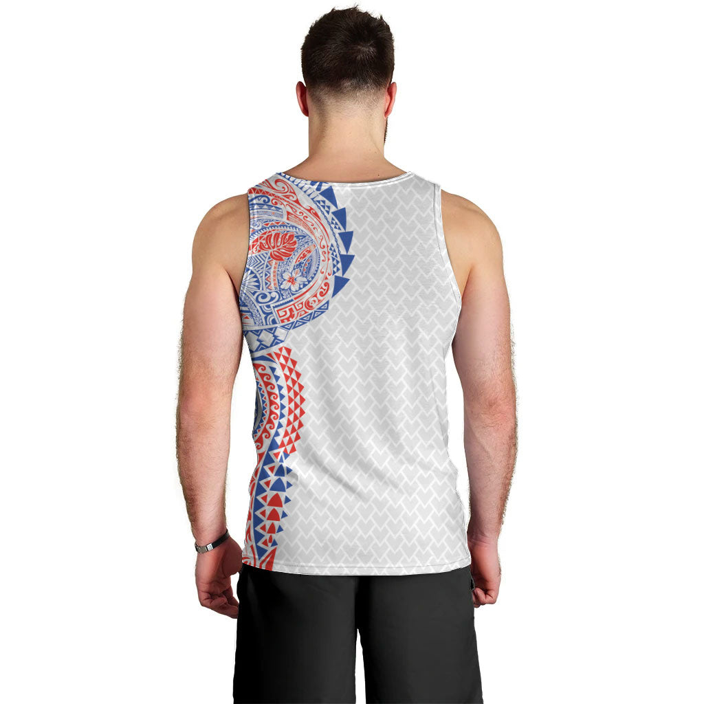 Hawaiian Traditional Tattoos Men Tank Top Kakau Tribal Tropical Plant Motif Hawaii Flag Color Inspired