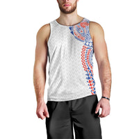Hawaiian Traditional Tattoos Men Tank Top Kakau Tribal Tropical Plant Motif Hawaii Flag Color Inspired