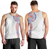 Hawaiian Traditional Tattoos Men Tank Top Kakau Tribal Tropical Plant Motif Hawaii Flag Color Inspired