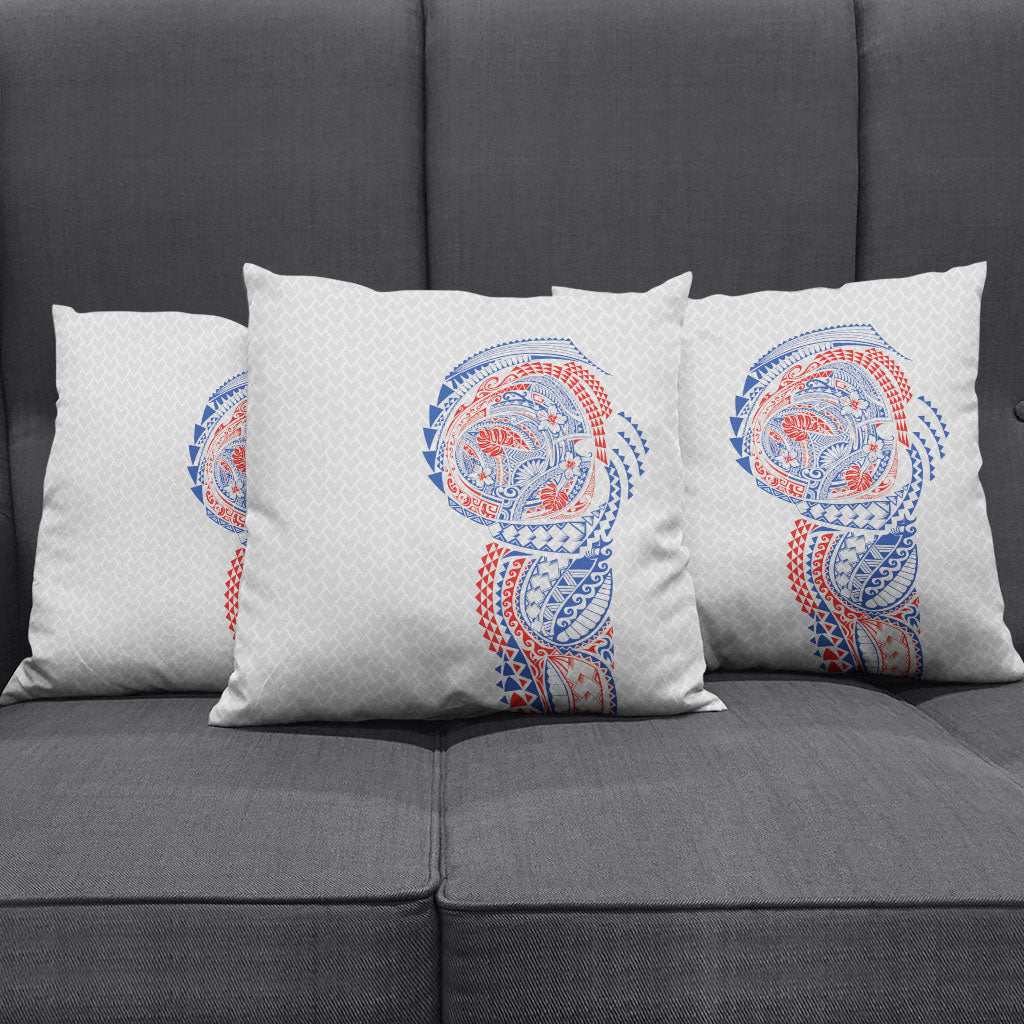 Hawaiian Traditional Tattoos Pillow Cover Kakau Tribal Tropical Plant Motif Hawaii Flag Color Inspired