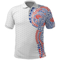 Hawaiian Traditional Tattoos Polo Shirt Kakau Tribal Tropical Plant Motif Hawaii Flag Color Inspired