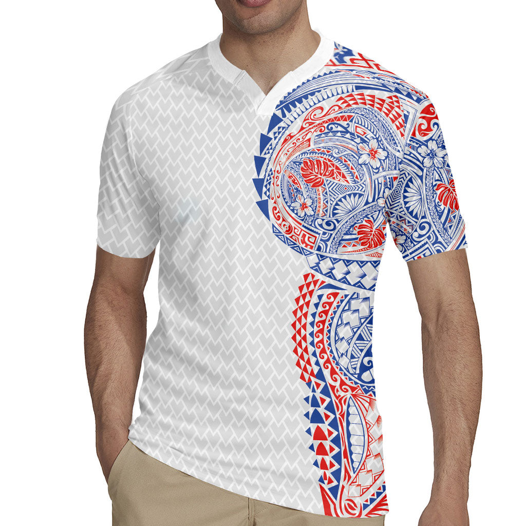 Hawaiian Traditional Tattoos Rugby Jersey Kakau Tribal Tropical Plant Motif Hawaii Flag Color Inspired