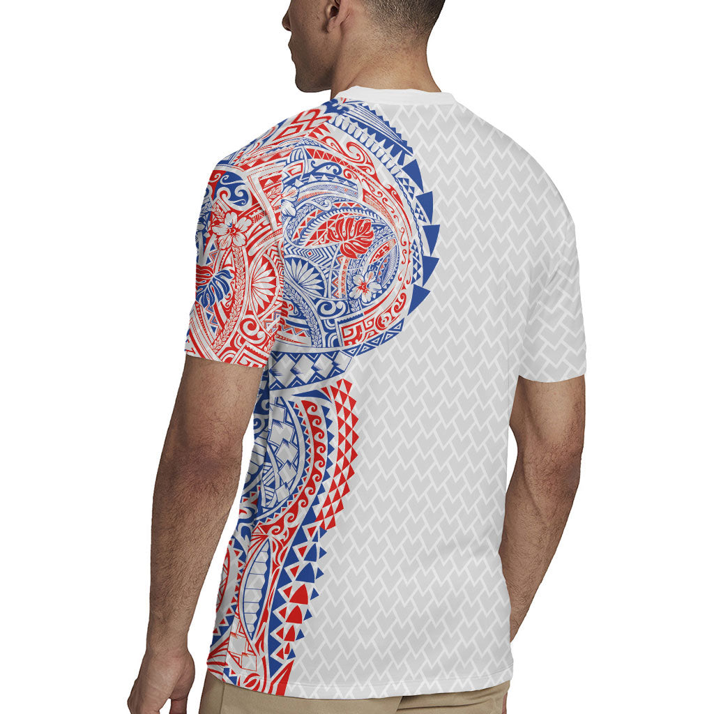 Hawaiian Traditional Tattoos Rugby Jersey Kakau Tribal Tropical Plant Motif Hawaii Flag Color Inspired