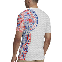 Hawaiian Traditional Tattoos Rugby Jersey Kakau Tribal Tropical Plant Motif Hawaii Flag Color Inspired