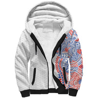 Hawaiian Traditional Tattoos Sherpa Hoodie Kakau Tribal Tropical Plant Motif Hawaii Flag Color Inspired