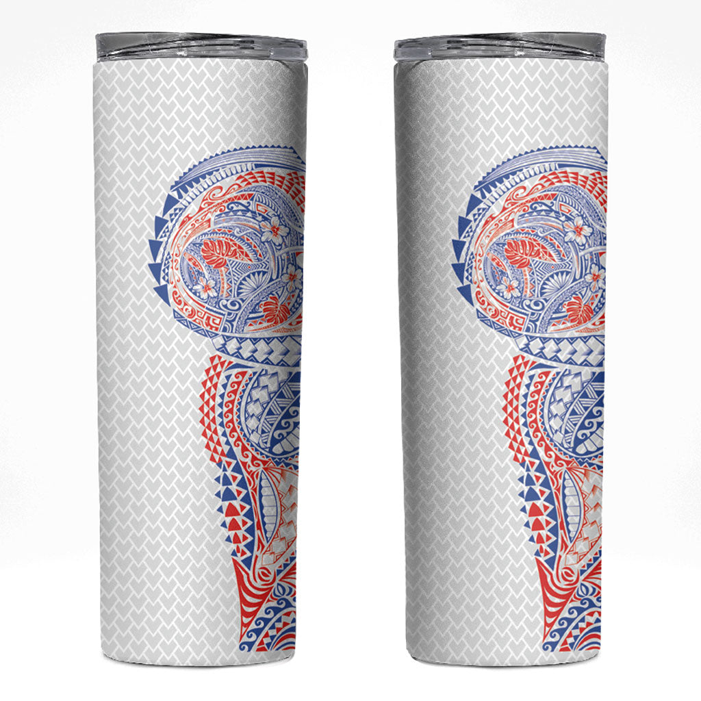 Hawaiian Traditional Tattoos Skinny Tumbler Kakau Tribal Tropical Plant Motif Hawaii Flag Color Inspired LT03 Multicolor - Polynesian Pride