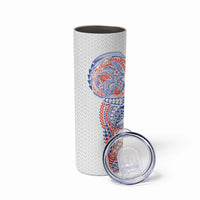 Hawaiian Traditional Tattoos Skinny Tumbler Kakau Tribal Tropical Plant Motif Hawaii Flag Color Inspired LT03 - Polynesian Pride