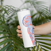 Hawaiian Traditional Tattoos Skinny Tumbler Kakau Tribal Tropical Plant Motif Hawaii Flag Color Inspired LT03 - Polynesian Pride