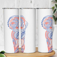 Hawaiian Traditional Tattoos Skinny Tumbler Kakau Tribal Tropical Plant Motif Hawaii Flag Color Inspired LT03 - Polynesian Pride