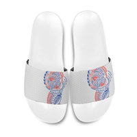Hawaiian Traditional Tattoos Slide Sandals Kakau Tribal Tropical Plant Motif Hawaii Flag Color Inspired
