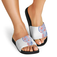 Hawaiian Traditional Tattoos Slide Sandals Kakau Tribal Tropical Plant Motif Hawaii Flag Color Inspired