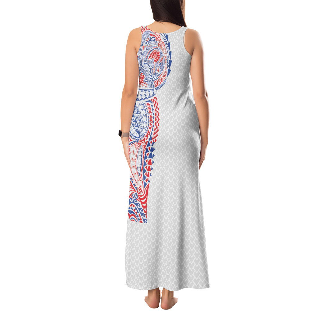Hawaiian Traditional Tattoos Tank Maxi Dress Kakau Tribal Tropical Plant Motif Hawaii Flag Color Inspired
