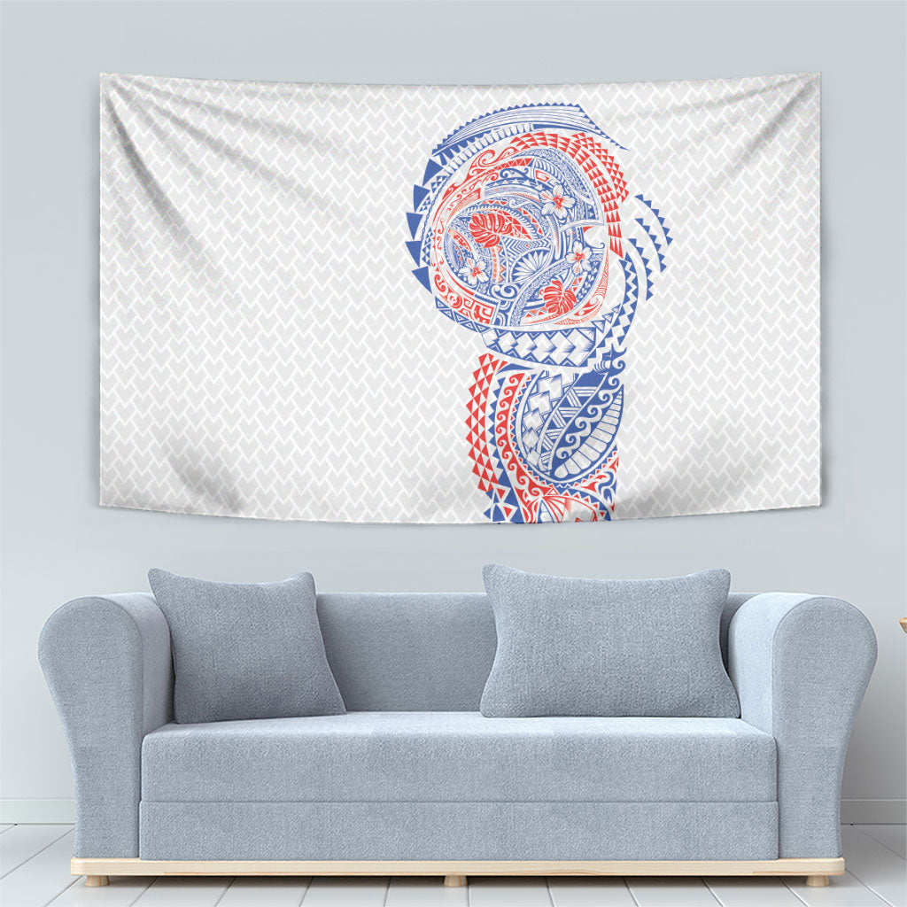 Hawaiian Traditional Tattoos Tapestry Kakau Tribal Tropical Plant Motif Hawaii Flag Color Inspired