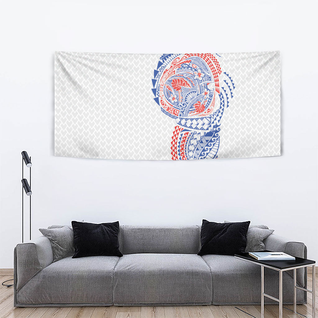 Hawaiian Traditional Tattoos Tapestry Kakau Tribal Tropical Plant Motif Hawaii Flag Color Inspired