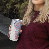 Hawaiian Traditional Tattoos Tumbler Cup Kakau Tribal Tropical Plant Motif Hawaii Flag Color Inspired