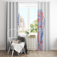 Hawaiian Traditional Tattoos Window Curtain Kakau Tribal Tropical Plant Motif Hawaii Flag Color Inspired